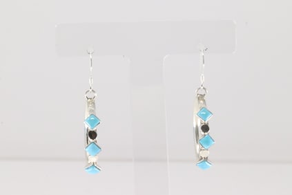 Native America Navajo Sterling Silver Turquoise Dangling Earring's By Phyllis A.Smith.