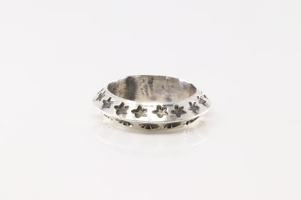 Native America Navajo Sterling Silver Stamped Star Ring By Sunshine Reeves.