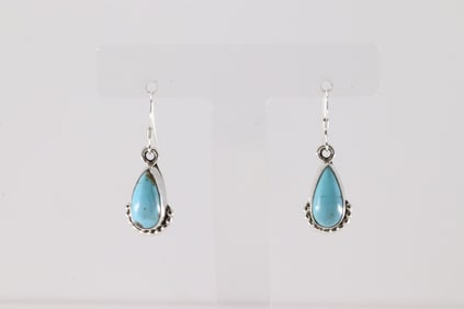 Native America Navajo Sterling Silver Turquoise Dangling Earring's By Annie Spencer.
