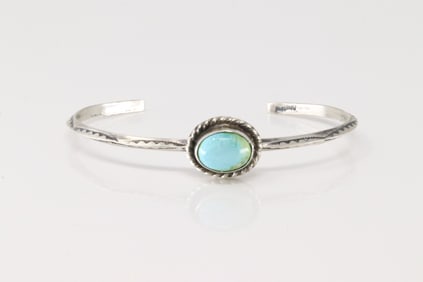 Native America Navajo Sterling Silver Sonora Gold Turquoise Bracelet Cuff By D.