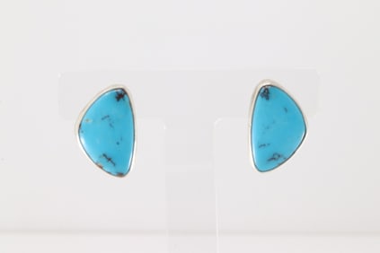 Native America Navajo Sterling Silver Turquoise Post Earring's By Clifton Davis.