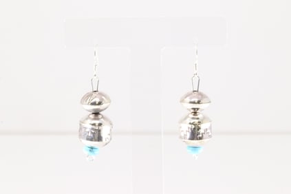 Native America Navajo Sterling Silver Turquoise / Beaded Dangling Earring's By Tylena Nez.
