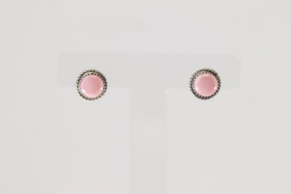 Native America Navajo Sterling Silver Pink Conch Shell Post Earring's By Esther White.
