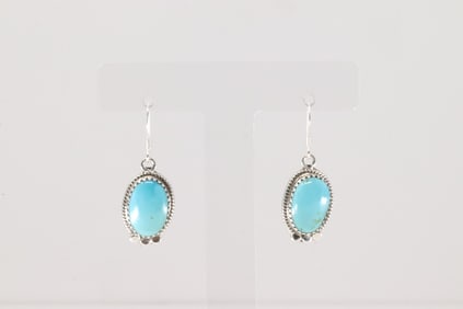 Native America Navajo Sterling Silver TurquoiseDangling Earring's By Sharon McCarthy.