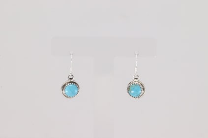 Native America Navajo Sterling Silver Turquoise Dangling Earring's By Sharon McCarthy.