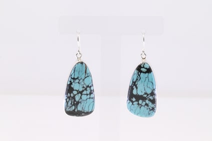 Native America Navajo Sterling Silver Turquoise Dangling Earring's By S.H.