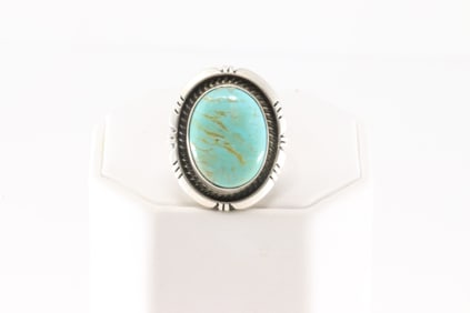 Native America Navajo Sterling Silver Turquoise Ring By A.M.