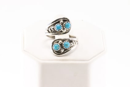 Native America Navajo Sterling Silver Turquoise Ring By Genevieve Francisco.