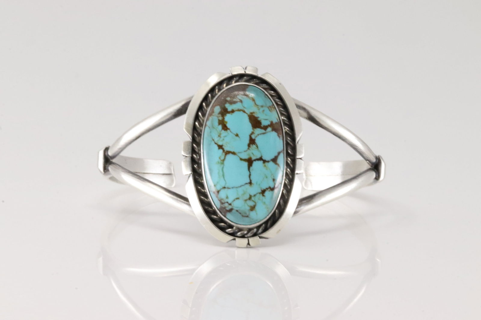 Native America Navajo Sterling Silver Number 8  Turquoise Bracelet Cuff By Augustine Largo. (1 of 3)