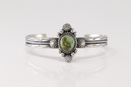 Native America Navajo Sterling Silver Palomino Bracelet Cuff By M.C.