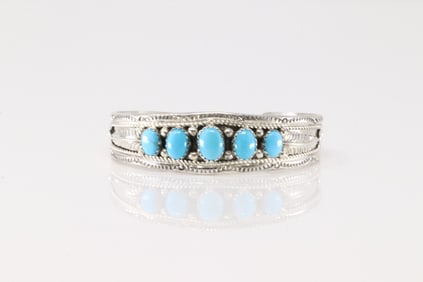 Native America Navajo Sterling Silver Turquoise Bracelet Cuff By Harrison & Betty Begay.