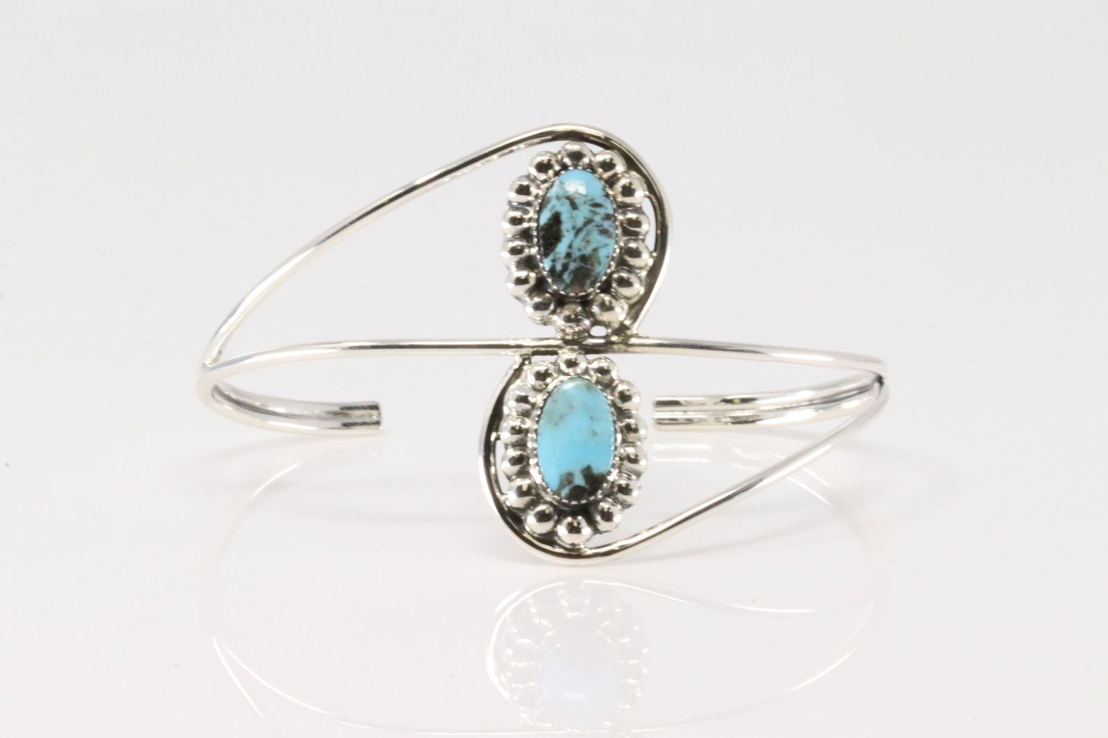 Native America Navajo Sterling Silver Turquoise Bracelet Cuff By Sadie Jim.: This is a Native America Navajo Sterling Silver Turquoise Bracelet Cuff By Sadie Jim.