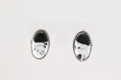 Native America Navajo Sterling Silver White Buffalo Post Earring's By Mike Dedman.