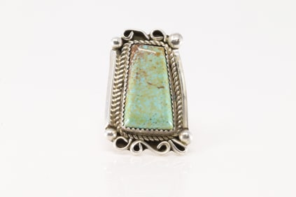 Native America Navajo Sterling Silver Turquoise Ring By E.