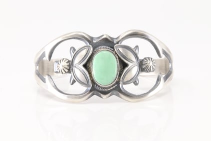 Native America Navajo Sterling Silver Turquoise Bracelet Cuff By Henry Morgan.