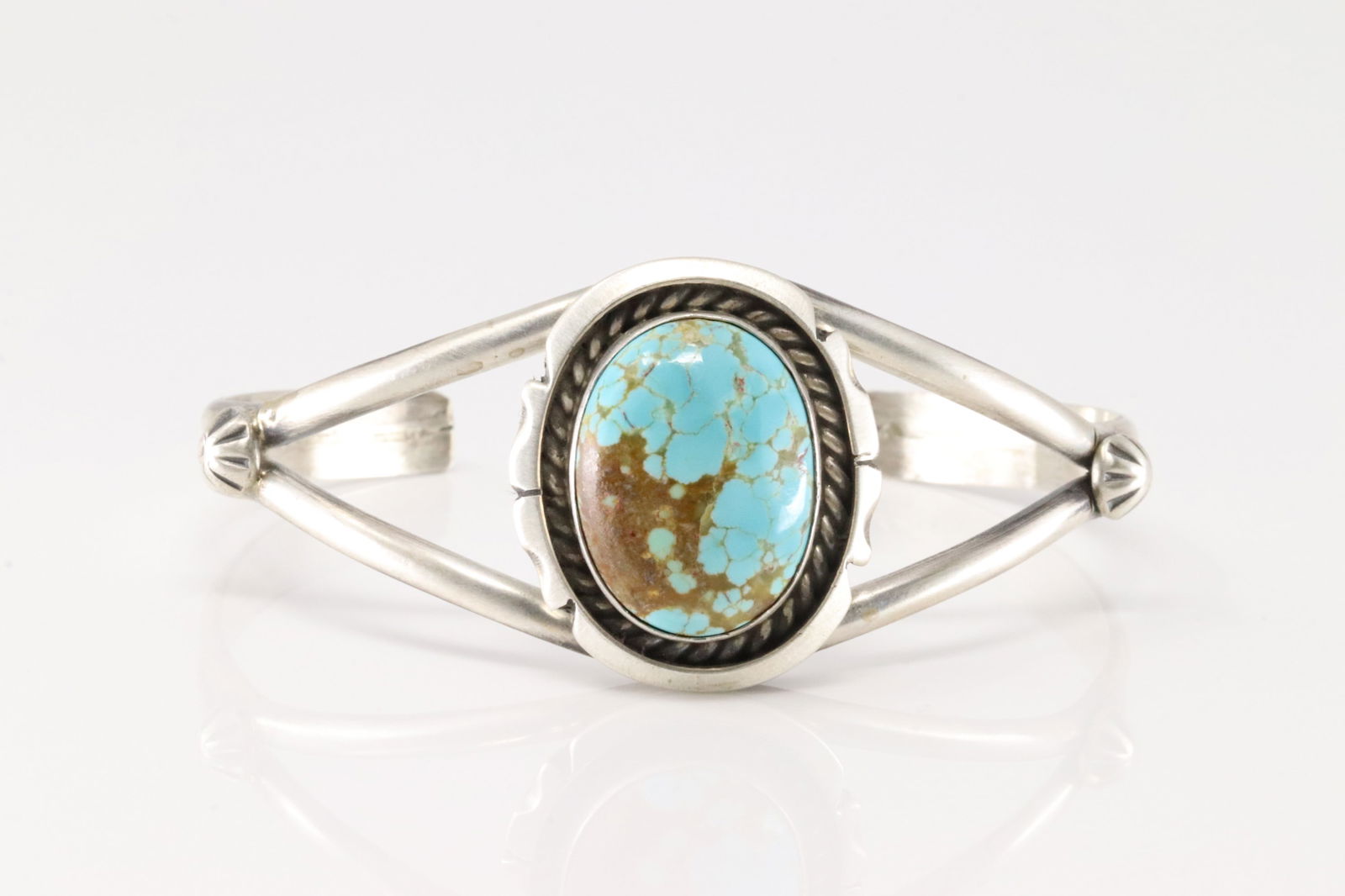 Native America Navajo Sterling Silver Number 8 Turquoise Bracelet Cuff By Augustine Largo. (1 of 4)