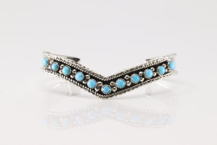 Native America Navajo Sterling Silver Turquoise Bracelet Cuff By Thomas Yazzie.