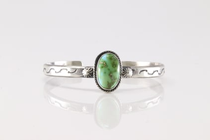 Native American Navajo Sterling Silver Sonora Gold Turquoise Bracelet Cuff By Samuel Yellowhair.