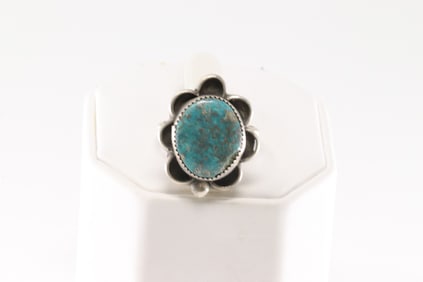 Native America Navajo Sterling Silver Turquoise Ring By J.