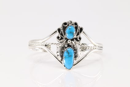 Native America Navajo Sterling Silver Turquoise Bracelet cuff By Harry B.Yazzie.
