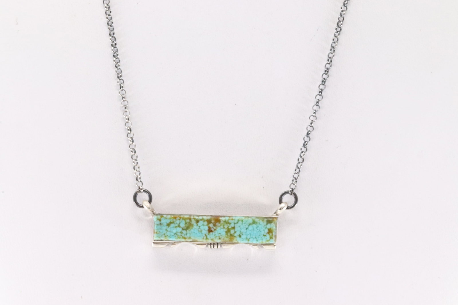Native America Navajo Sterling Silver Number 8 Turquoise Necklace By Steve Francisco.: This is a Native America Navajo Sterling Silver Number 8 Turquoise Necklace By Steve Francisco. Necklace length: 16.00"