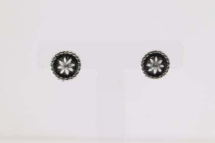 Native America Navajo Sterling Silver Star Stamped Post Earring's By Etta Larry.