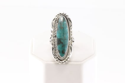 Native America Navajo Sterling Silver Turquoise Ring By Jimmy Garcia.