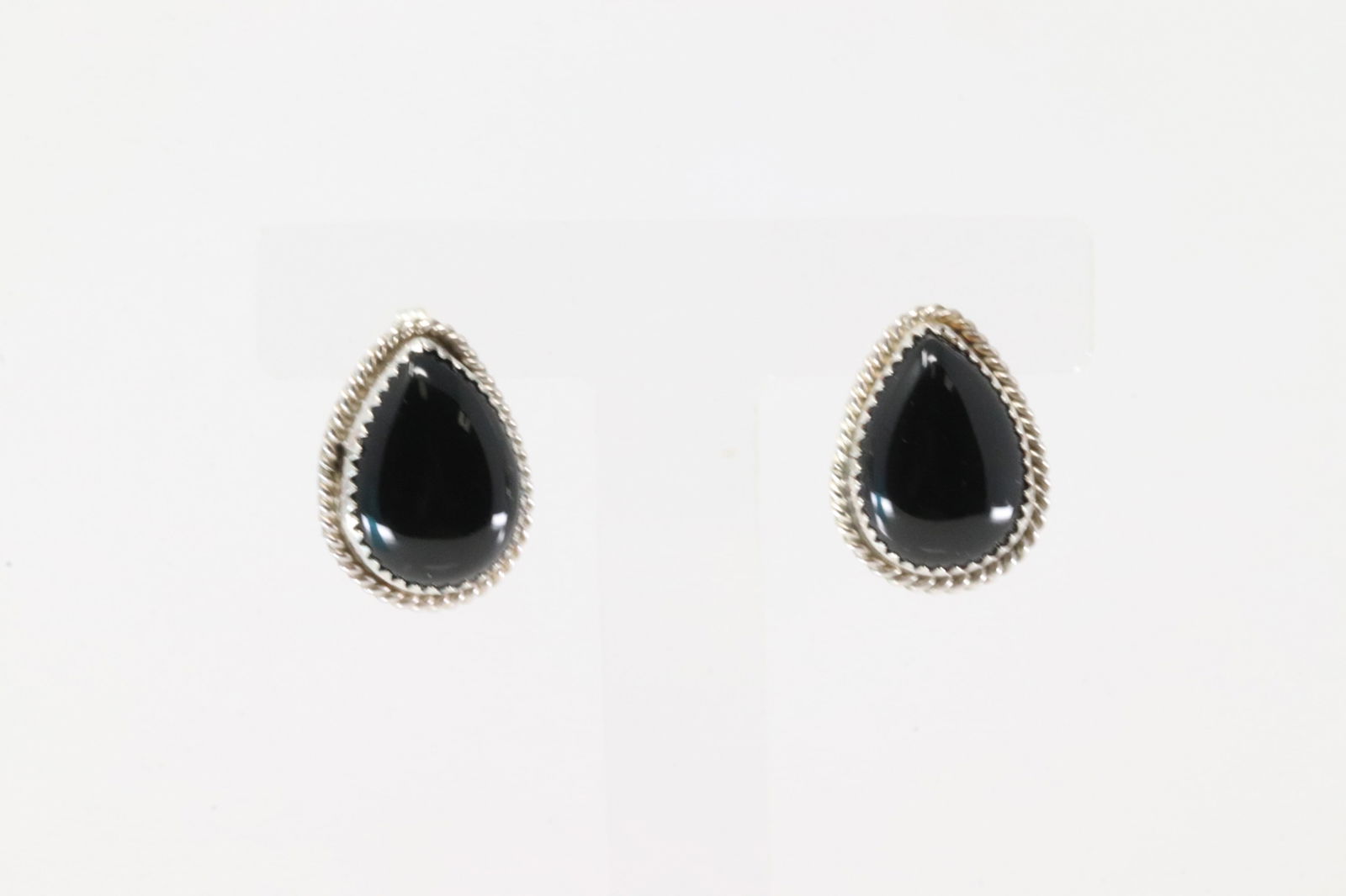 Native America Navajo Sterling Silver Black Onyx Post Earring's By Freda Martinez. (1 of 4)