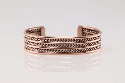 Native America Navajo Copper Bracelet Cuff By Elaine Tahe.