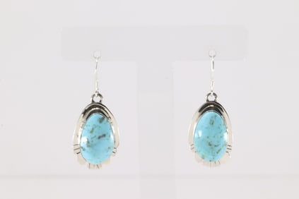 Native American Navajo Sterling Silver Turquoise Dangling Earring's By Leona Delgarito.
