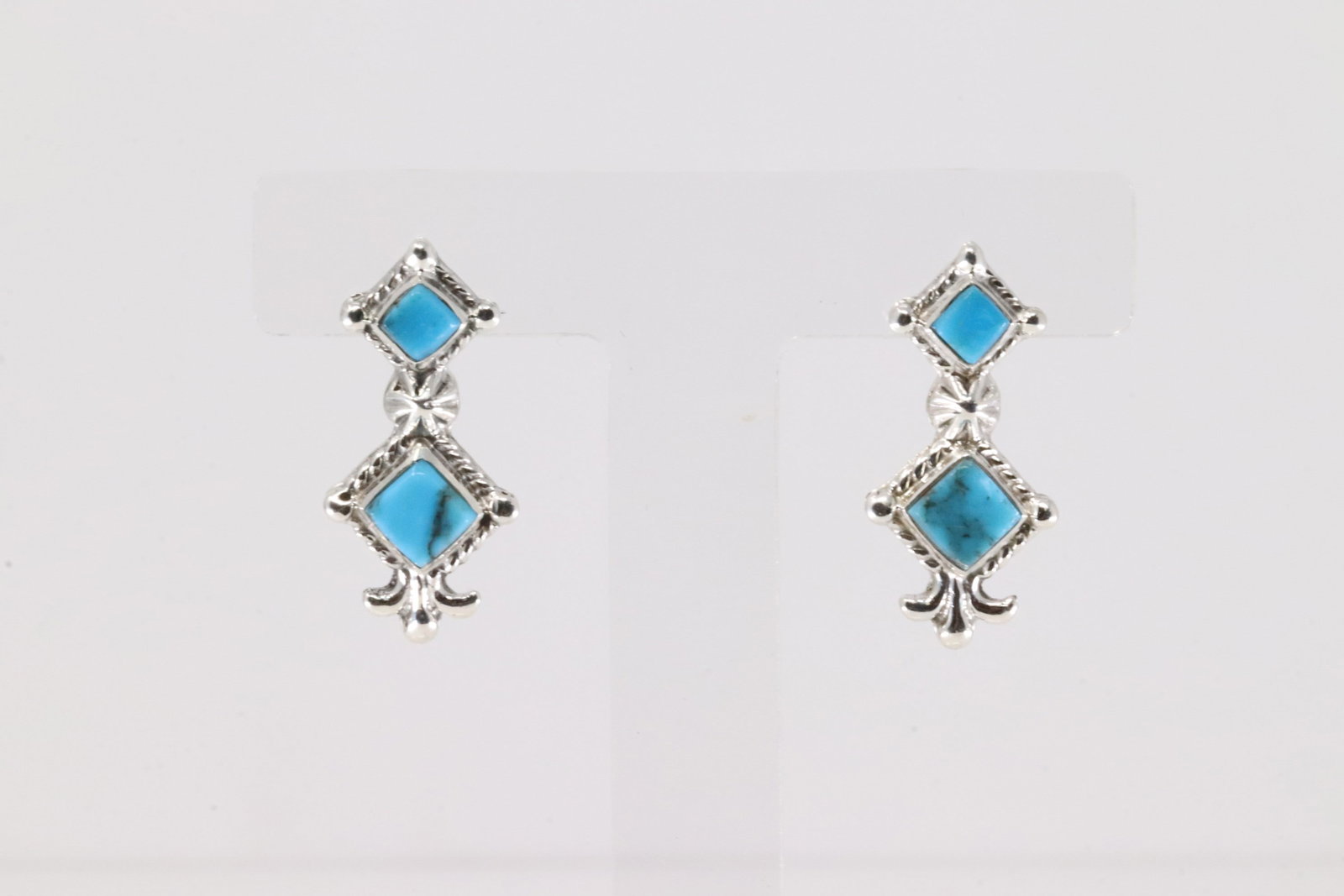 Native America Navajo Sterling Silver Turquoise Post Earring's By Sadie Jim.: This is a Native America Navajo Sterling Silver Turquoise Post Earring's By Sadie Jim.