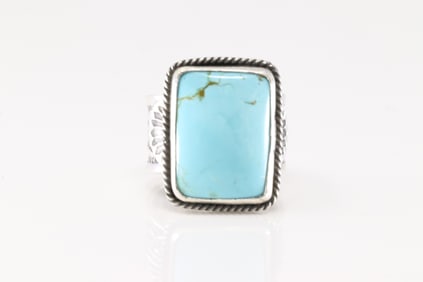 Native America Navajo Sterling Silver Turquoise Ring By Sunshine Reeves.