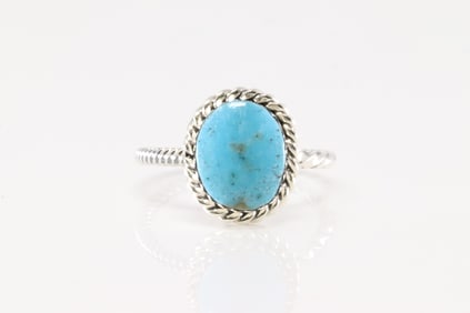 Native America Navajo Sterling Silver Turquoise Ring By Aaron Begay.