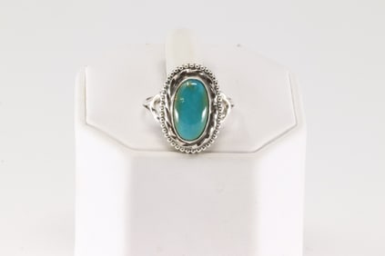 Native America Navajo Sterling Silver Turquoise Ring By S.