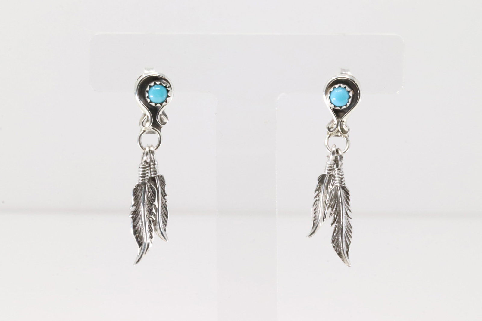 Native America Navajo Sterling Silver Turquoise Post / Dangling Earring's By Annette Chquito.: This is a Native America Navajo Sterling Silver Turquoise Post / Dangling Earring's By Annette Chquito.