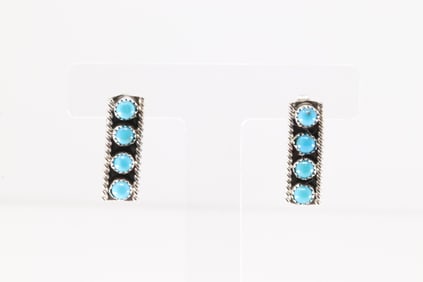 Native America Navajo Sterling Silver Turquoise Post Earring's By Janice Spencer.