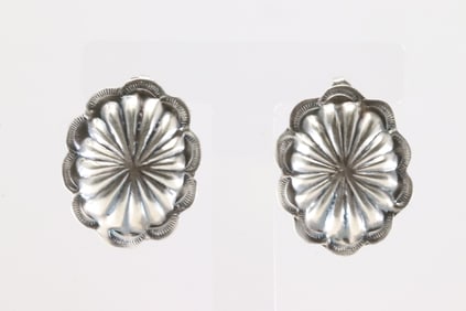 Native America Navajo Sterling Silver Conch Post Earring's By Joan & Ryan Begay.