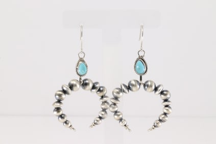 Native America Navajo Sterling Silver Turquoise Naja Dangling Earring's By Amanda Larry.