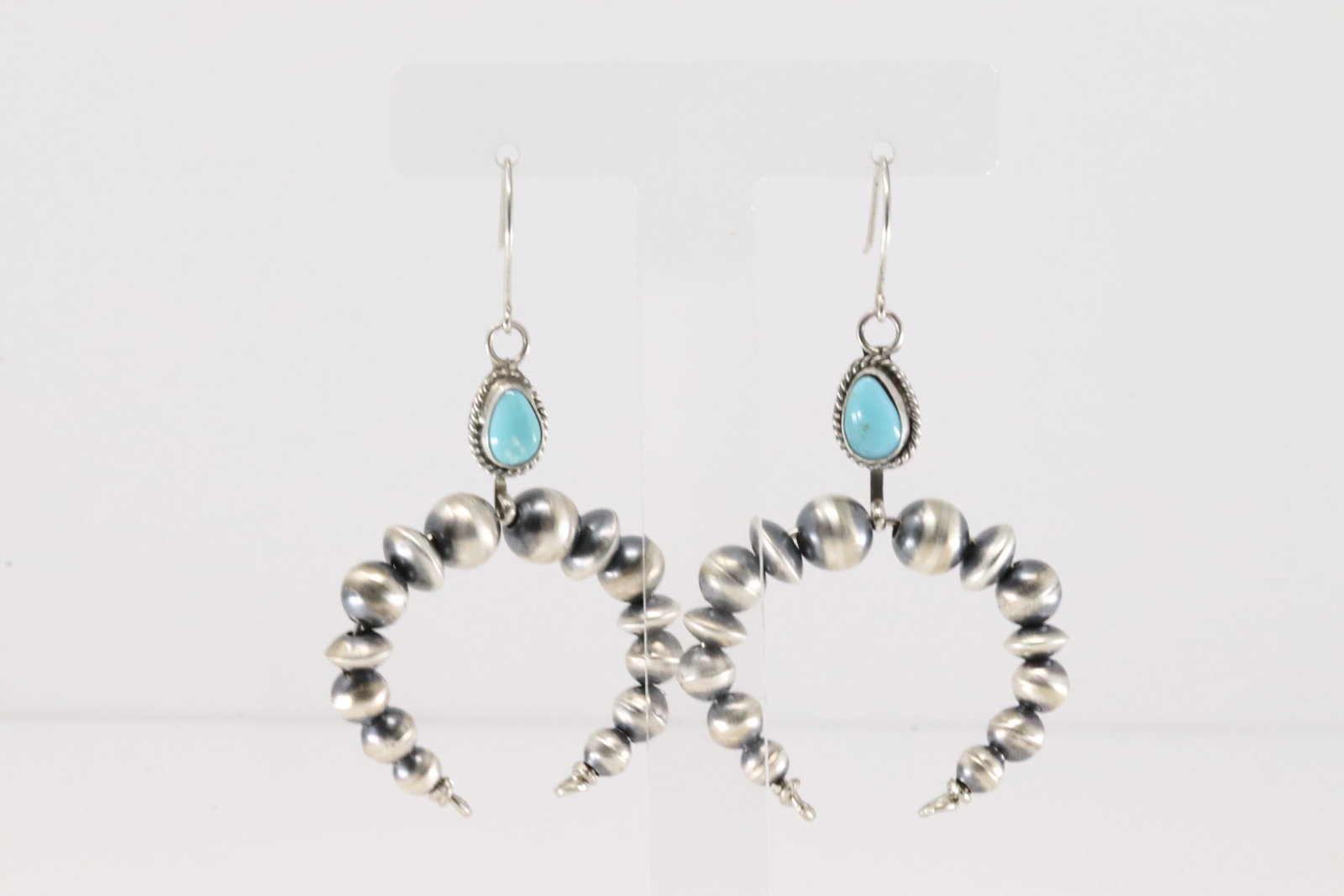 Native America Navajo Sterling Silver Turquoise Naja Dangling Earring's By Amanda Larry.: This is a Native America Navajo Sterling Silver Turquoise Naja Dangling Earring's By Amanda Larry.