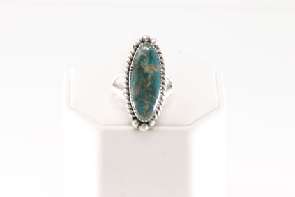 Native America Navajo Sterling Silver Turquoise Ring By F.