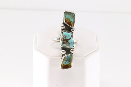 Native American Zuni Sterling Silver Turquoise Ring By Jude Candelaria.