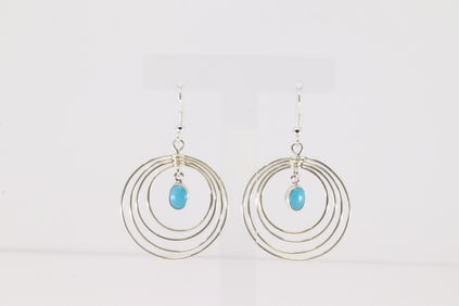Native American Navajo Sterling Silver Turquoise Dangling Earring's By Edith Kee.