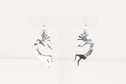 Native America Navajo Sterling Silver Kokopelli Post / Dangling Earring's.