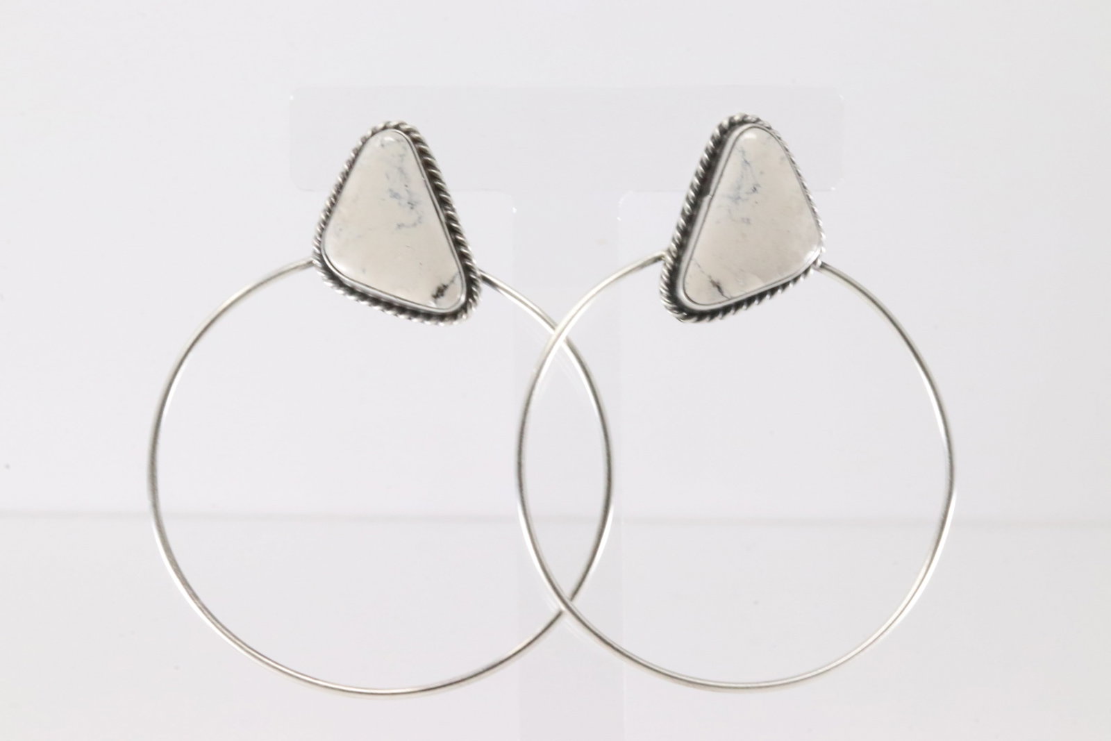 Native America Navajo Sterling Silver White Hoop Post Earring's By Elouise Kee.: This is a Native America Navajo Sterling Silver White Hoop Post Earring's By Elouise Kee.