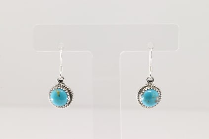 Native America Navajo Sterling Silver Turquoise Dangling Earring's By Sharon McCarthy.