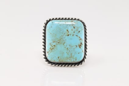 Native America Navajo Sterling Silver Turquoise Ring By Augustine Largo.