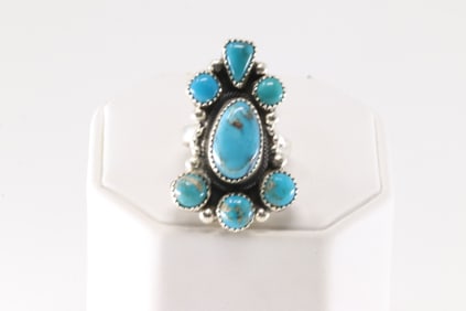 Native America Navajo Sterling Silver Turquoise Ring By S.