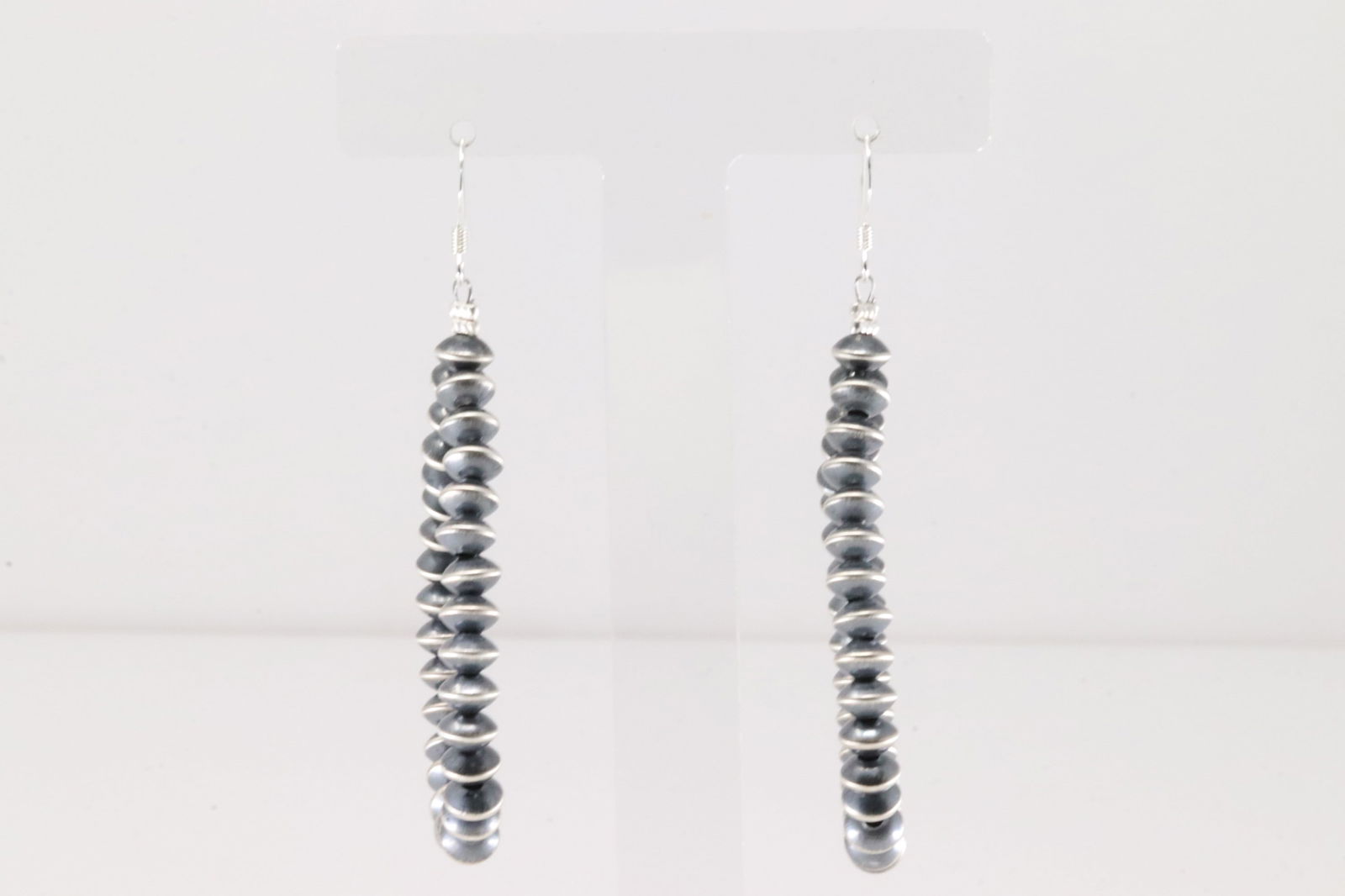 Native American Navajo Sterling Silver Pearl Beaded Dangling Earring's By Louise Joe.: This is a Native American Navajo Sterling Silver Pearl Beaded Dangling Earring's By Louise Joe.
