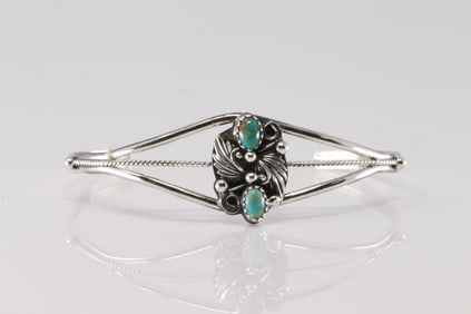 Native America Navajo Sterling Silver Turquoise Bracelet Cuff By Harris Largo.
