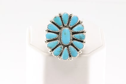 Native America Navajo Sterling Silver Turquoise Ring By Alicia Wilson.